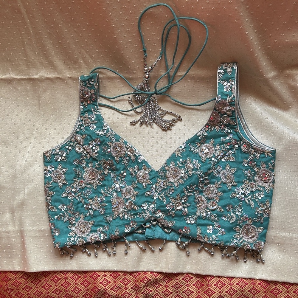 Embroidered Teal 3 piece Lehenga set